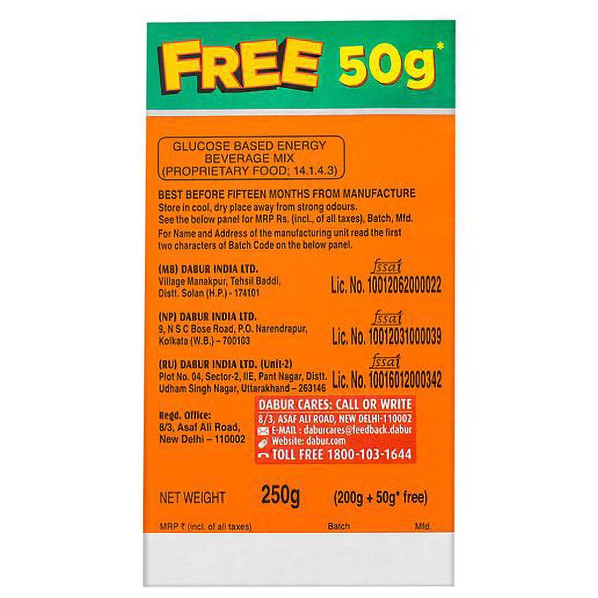 Dabur Glucoplus-C Orange Flavour Powder, 250 gm, Pack of 1 Dabur Glucoplus-C Orange Flavour Powder, 250 gm, Pack of 1