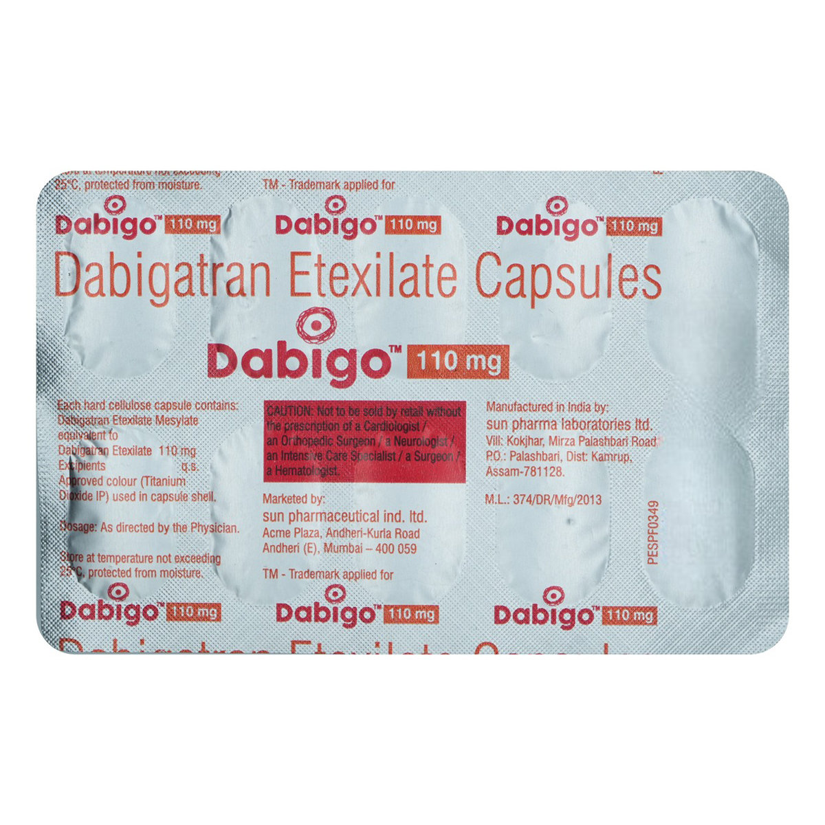 Dabigo 110 mg Capsule 10's, Pack of 10 CAPSULES Dabigo 110 mg Capsule 10's, Pack of 10 CAPSULES