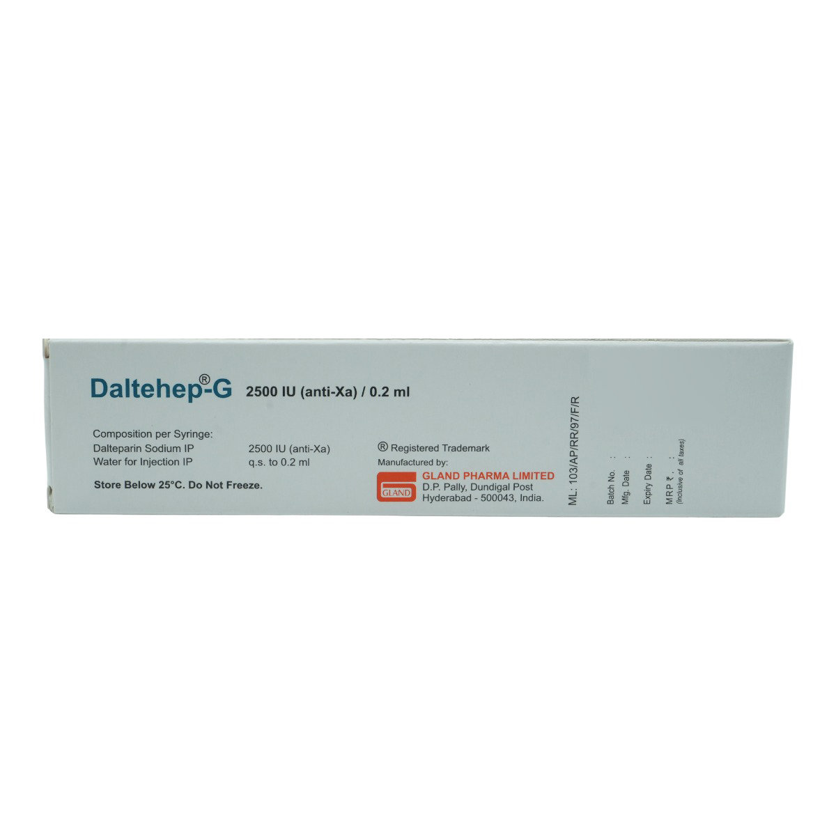 Daltehep-G 2500IU Injection 0.2 ml, Pack of 1 INJECTION Daltehep-G 2500IU Injection 0.2 ml, Pack of 1 INJECTION