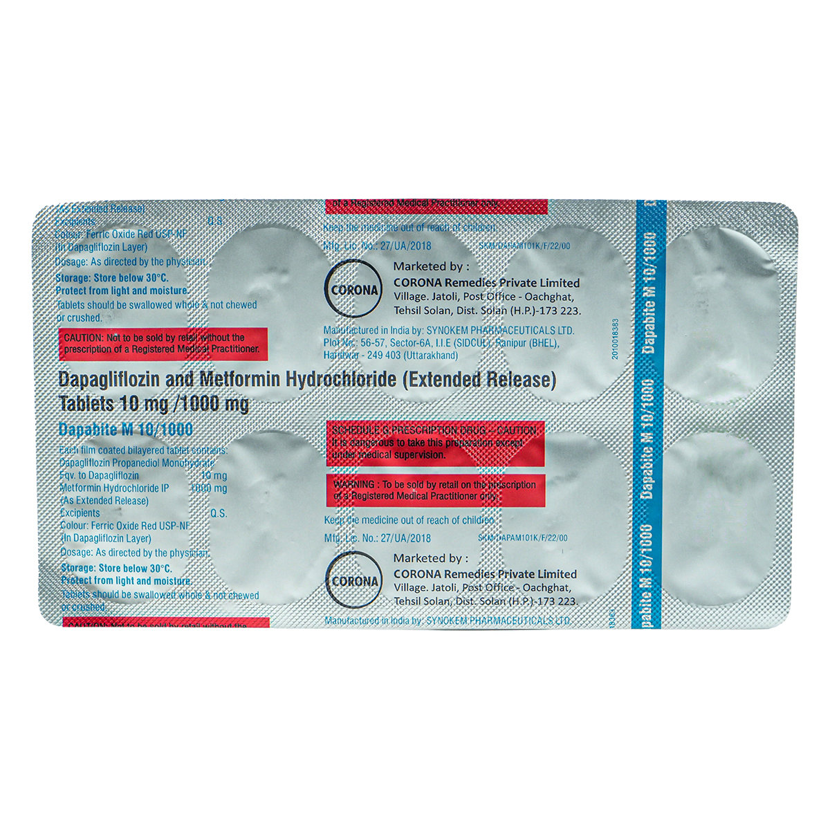 Dapabite M 10/1000mg Tablet 10's, Pack of 10 TABLETS Dapabite M 10/1000mg Tablet 10's, Pack of 10 TABLETS