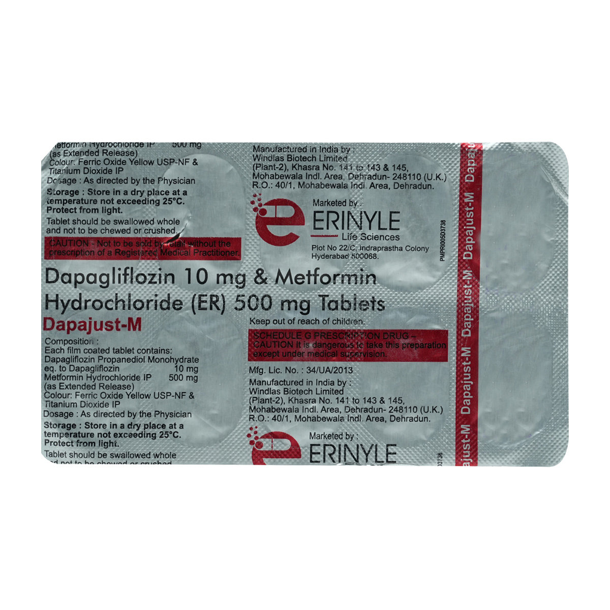 Dapajust-M 10/500 Tablet 10's, Pack of 10 TABLETS Dapajust-M 10/500 Tablet 10's, Pack of 10 TABLETS