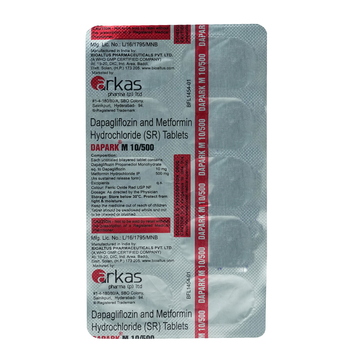 Dapark M 10 mg/500 mg Tablet 10's, Pack of 10 TabletS Dapark M 10 mg/500 mg Tablet 10's, Pack of 10 TabletS