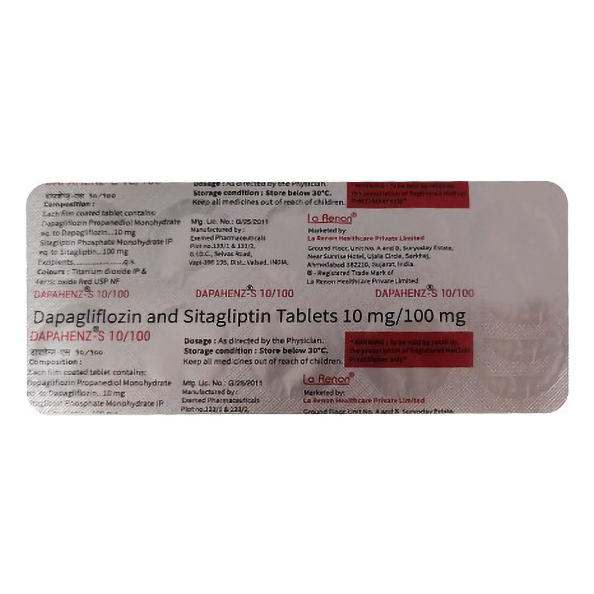 Dapahenz-S 10 mg/100 mg Tablet 10's, Pack of 10 Dapahenz-S 10 mg/100 mg Tablet 10's, Pack of 10