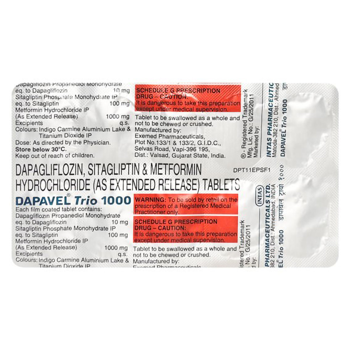 Dapavel Trio 1000 Tablet 10's, Pack of 10 TabletS Dapavel Trio 1000 Tablet 10's, Pack of 10 TabletS