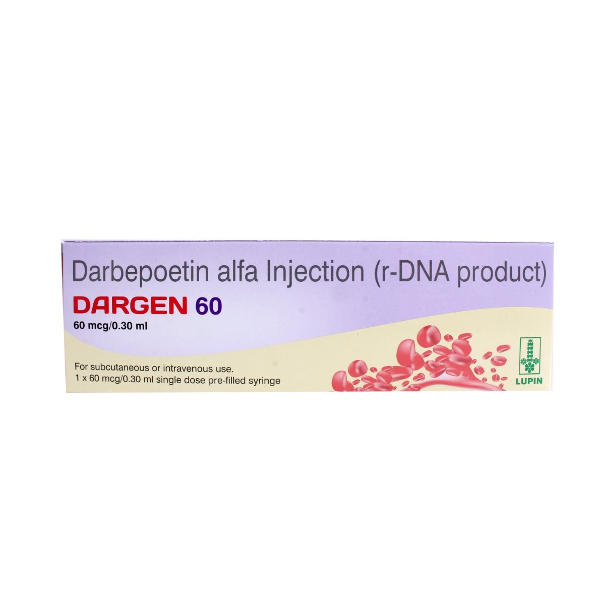 Dargen 60 mcg Injection 0.3 ml, Pack of 1 Injection Dargen 60 mcg Injection 0.3 ml, Pack of 1 Injection