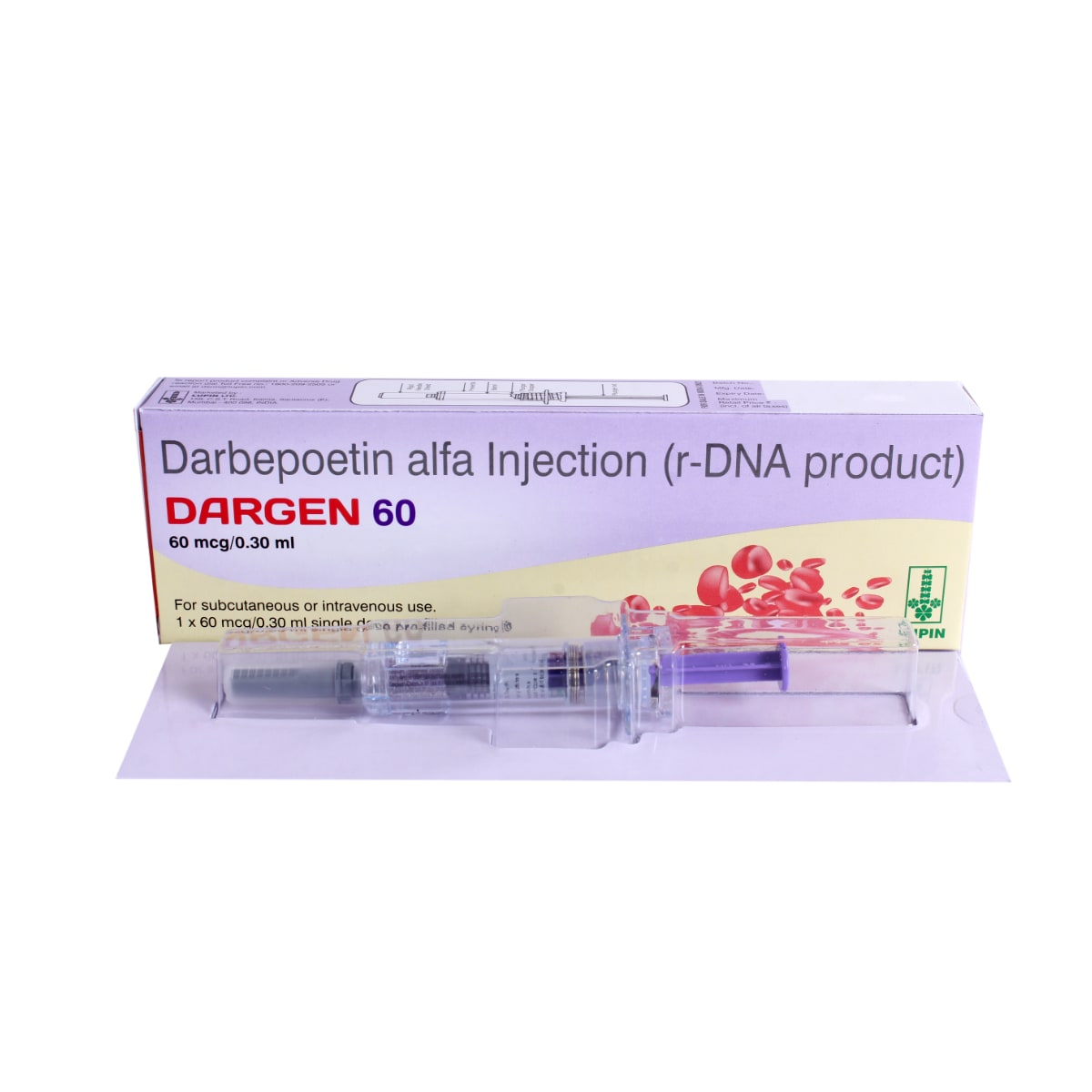 Dargen 60 mcg Injection 0.3 ml, Pack of 1 Injection Dargen 60 mcg Injection 0.3 ml, Pack of 1 Injection