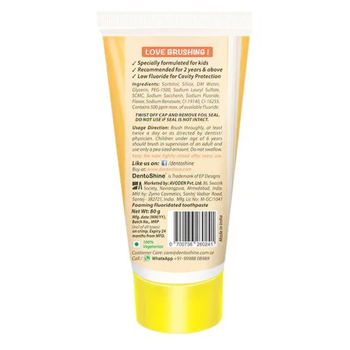 Dentoshine Mango Flavour Kids Gel Toothpaste, 80 gm, Pack of 1 Dentoshine Mango Flavour Kids Gel Toothpaste, 80 gm, Pack of 1