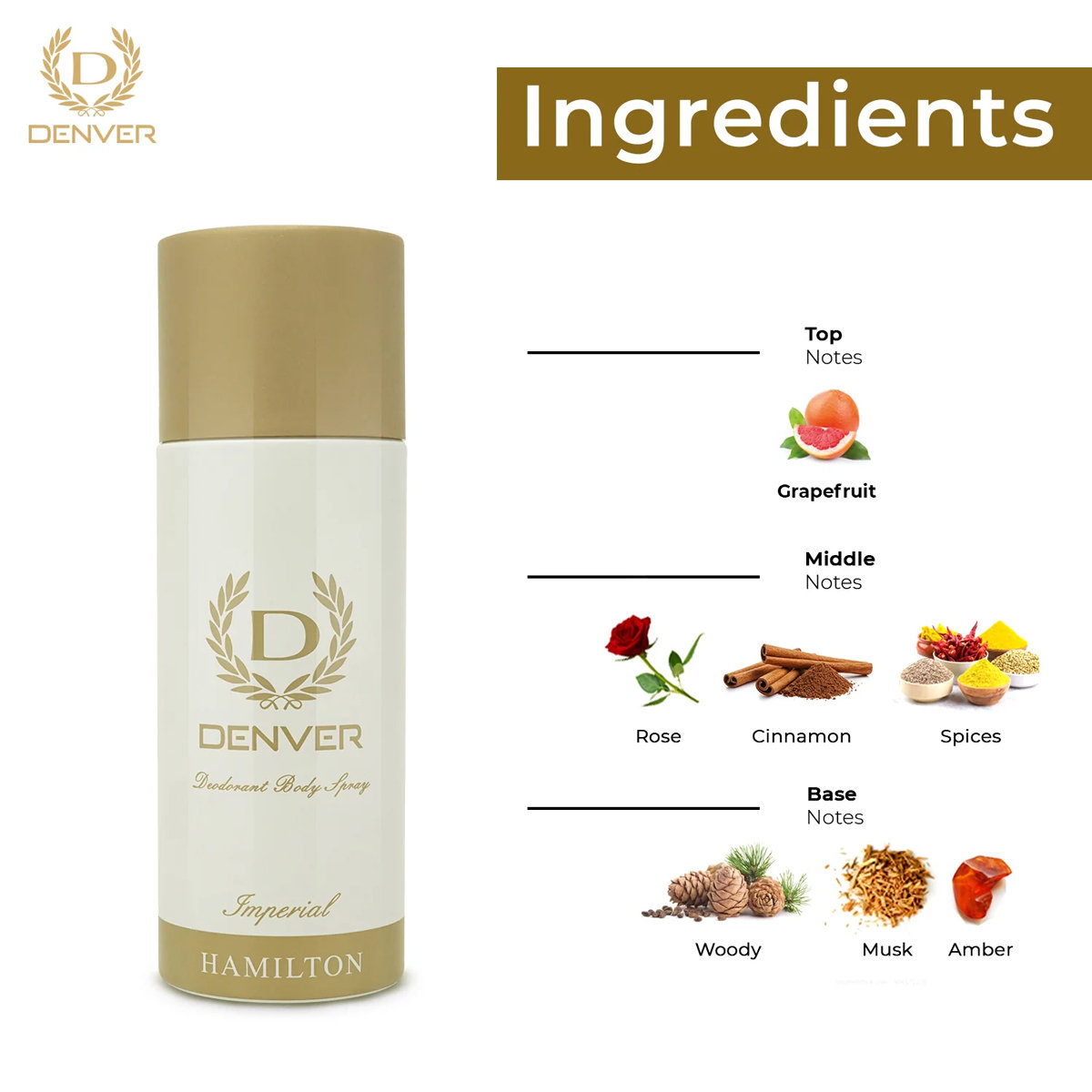 Denver Hamilton Imperial Deodrant Body Spray, 165 ml, Pack of 1 Denver Hamilton Imperial Deodrant Body Spray, 165 ml, Pack of 1