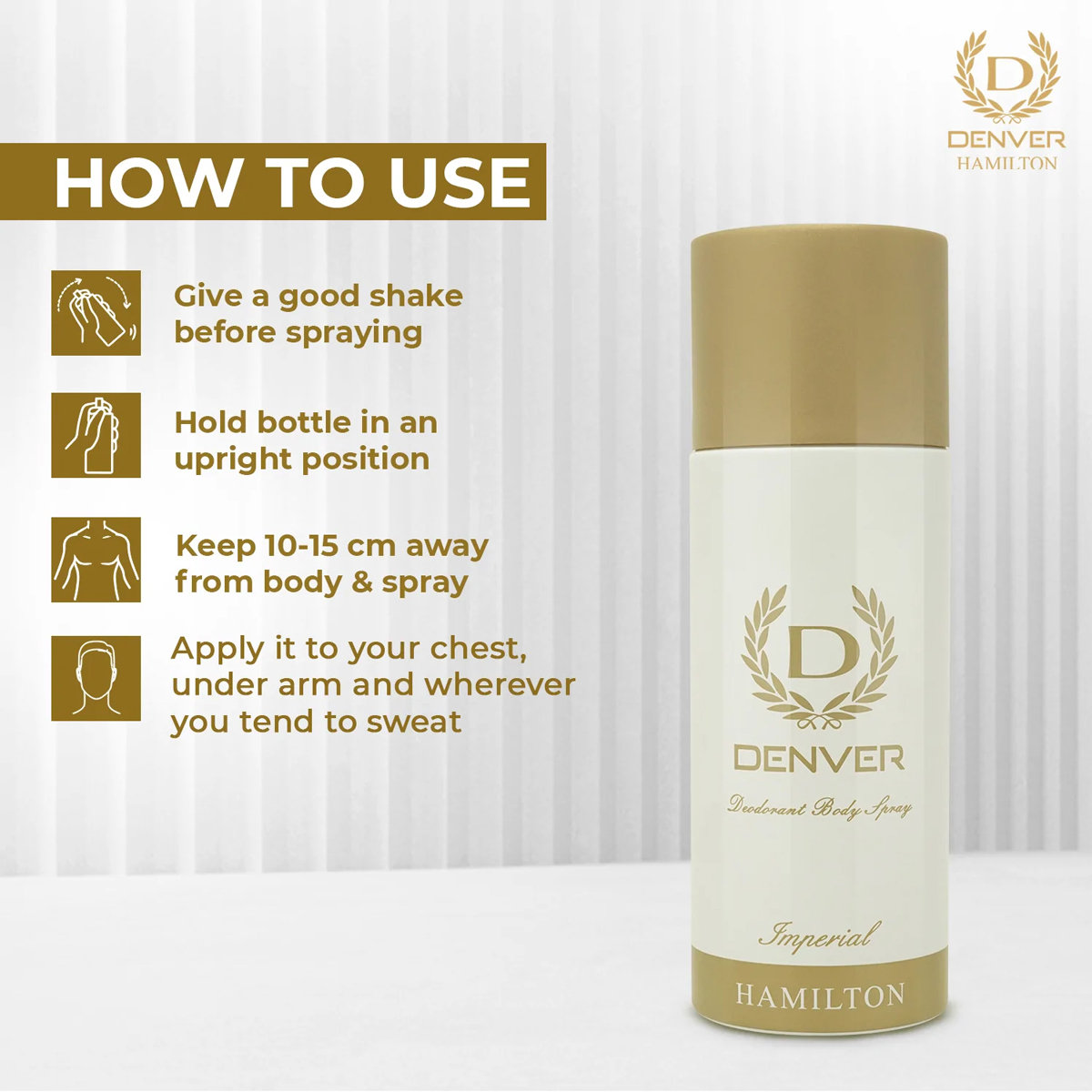 Denver Hamilton Imperial Deodrant Body Spray, 165 ml, Pack of 1 Denver Hamilton Imperial Deodrant Body Spray, 165 ml, Pack of 1