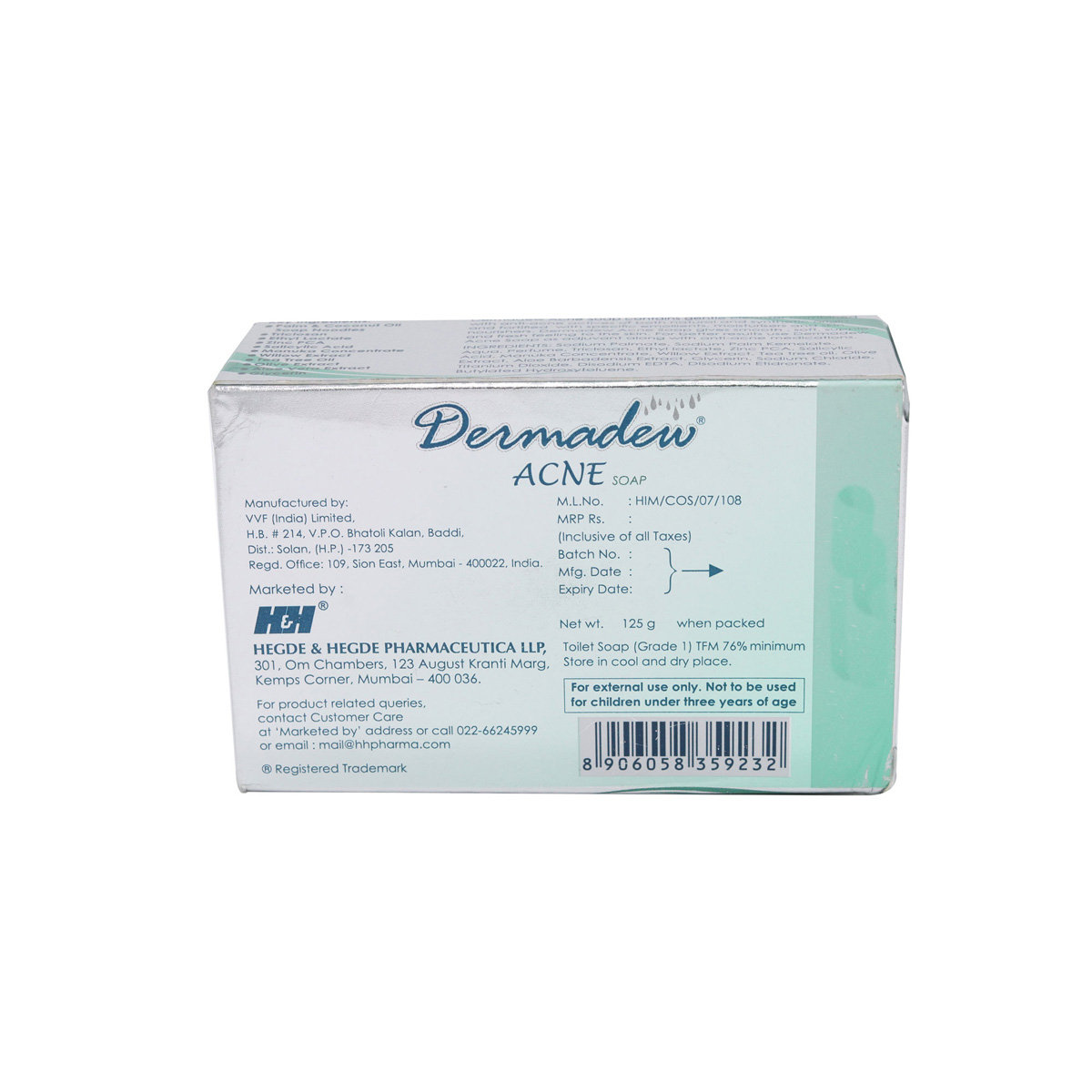 Dermadew Acne Soap 125 gm | Treat & Prevent Acne | Gives Soft, Smooth & Fresh Skin, Pack of 1 Dermadew Acne Soap 125 gm | Treat & Prevent Acne | Gives Soft, Smooth & Fresh Skin, Pack of 1