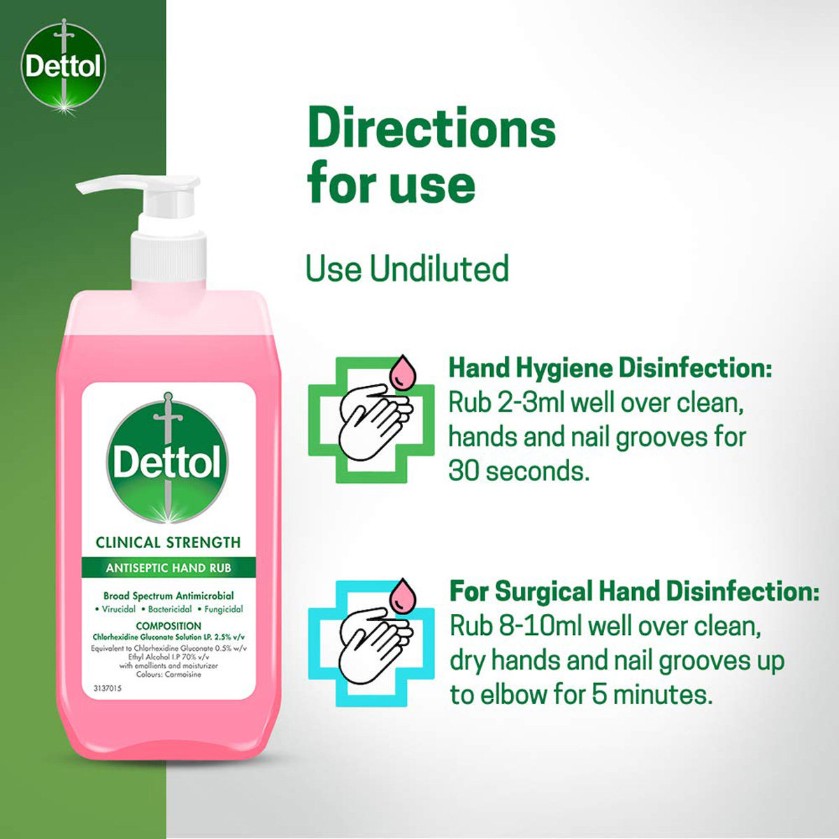 Dettol Antiseptic Hand Rub 500 ml | Broad Spectrum Antimicrobial | Kills 99.9% Germs, Pack of 1 Dettol Antiseptic Hand Rub 500 ml | Broad Spectrum Antimicrobial | Kills 99.9% Germs, Pack of 1