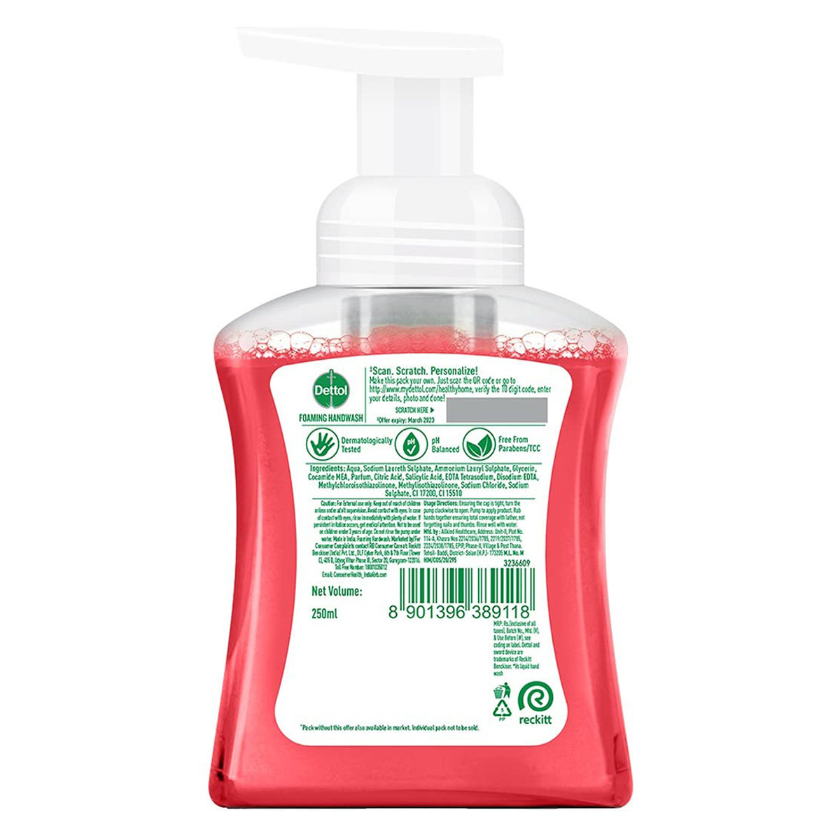 Dettol Strawberry Foaming Handwash Pump 250 ml | 10X Better Germ Protection | With Strawberry Fragrance | pH Balanced | IMA Recomended, Pack of 1 Dettol Strawberry Foaming Handwash Pump 250 ml | 10X Better Germ Protection | With Strawberry Fragrance | pH Balanced | IMA Recomended, Pack of 1