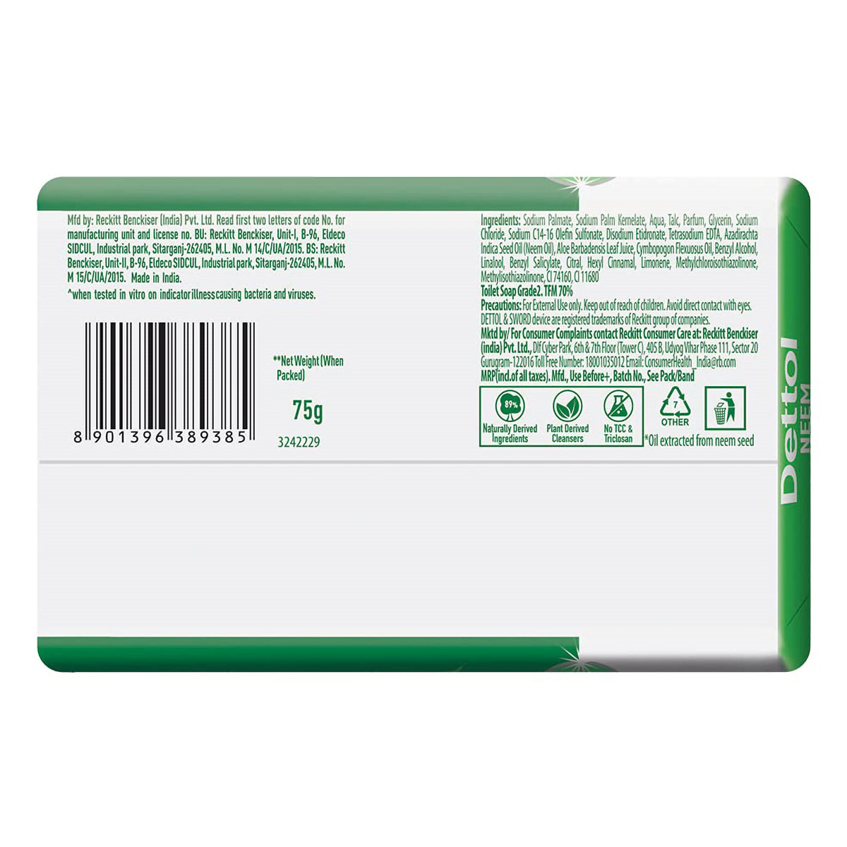 Dettol Neem Soap, 75 gm, Pack of 1 Dettol Neem Soap, 75 gm, Pack of 1