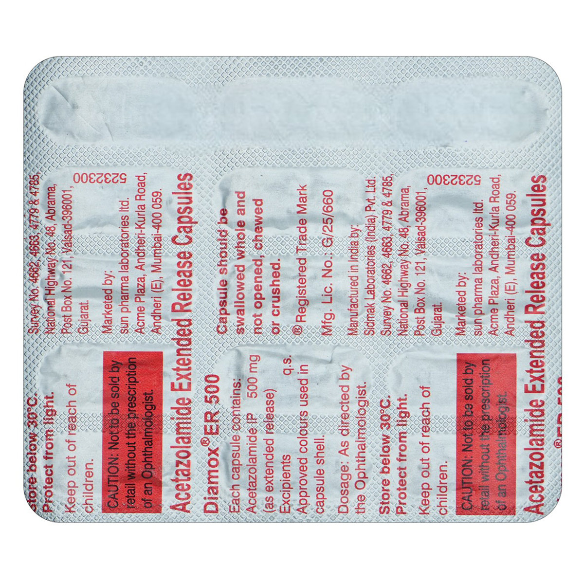 Diamox ER 500 Capsule 15's, Pack of 15 CapsuleS Diamox ER 500 Capsule 15's, Pack of 15 CapsuleS