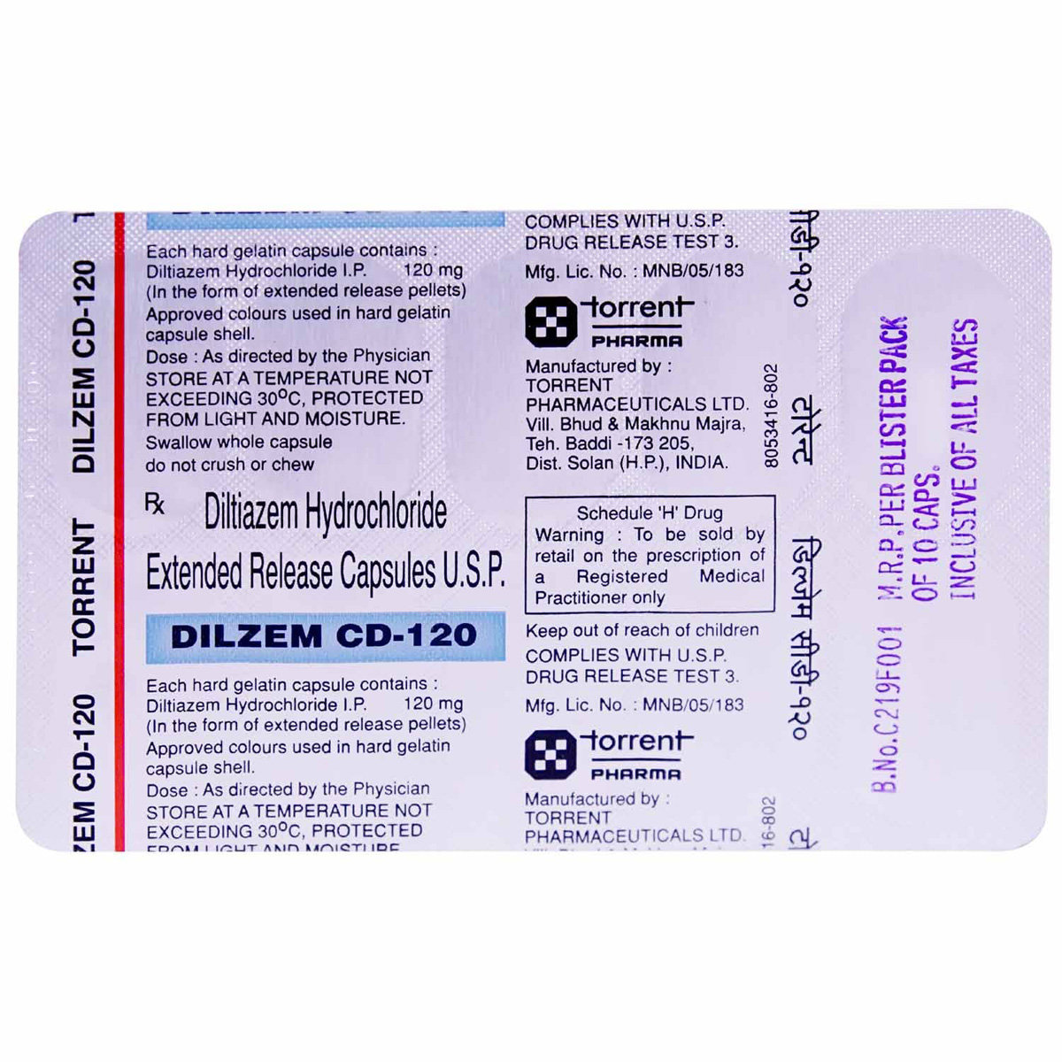 Dilzem CD-120 Capsule 10's, Pack of 10 CAPSULES Dilzem CD-120 Capsule 10's, Pack of 10 CAPSULES