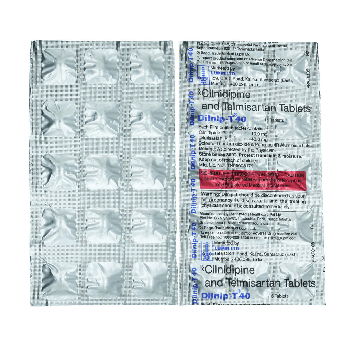 Dilnip-T 40 Tablet 15's, Pack of 15 TABLETS Dilnip-T 40 Tablet 15's, Pack of 15 TABLETS