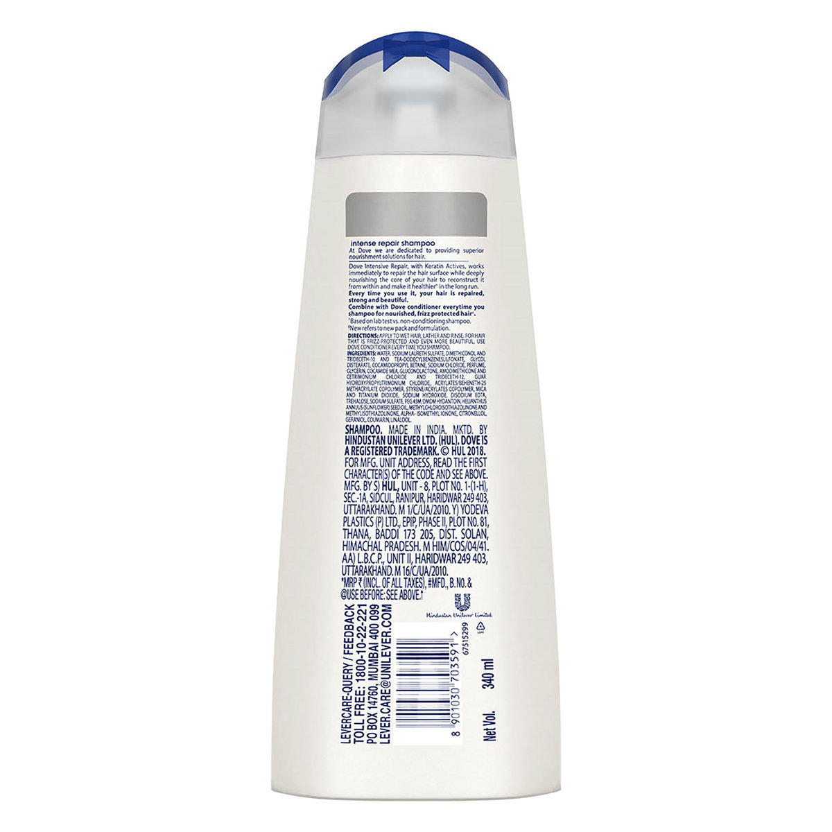 Dove Intense Repair Shampoo, 340 ml, Pack of 1 Dove Intense Repair Shampoo, 340 ml, Pack of 1