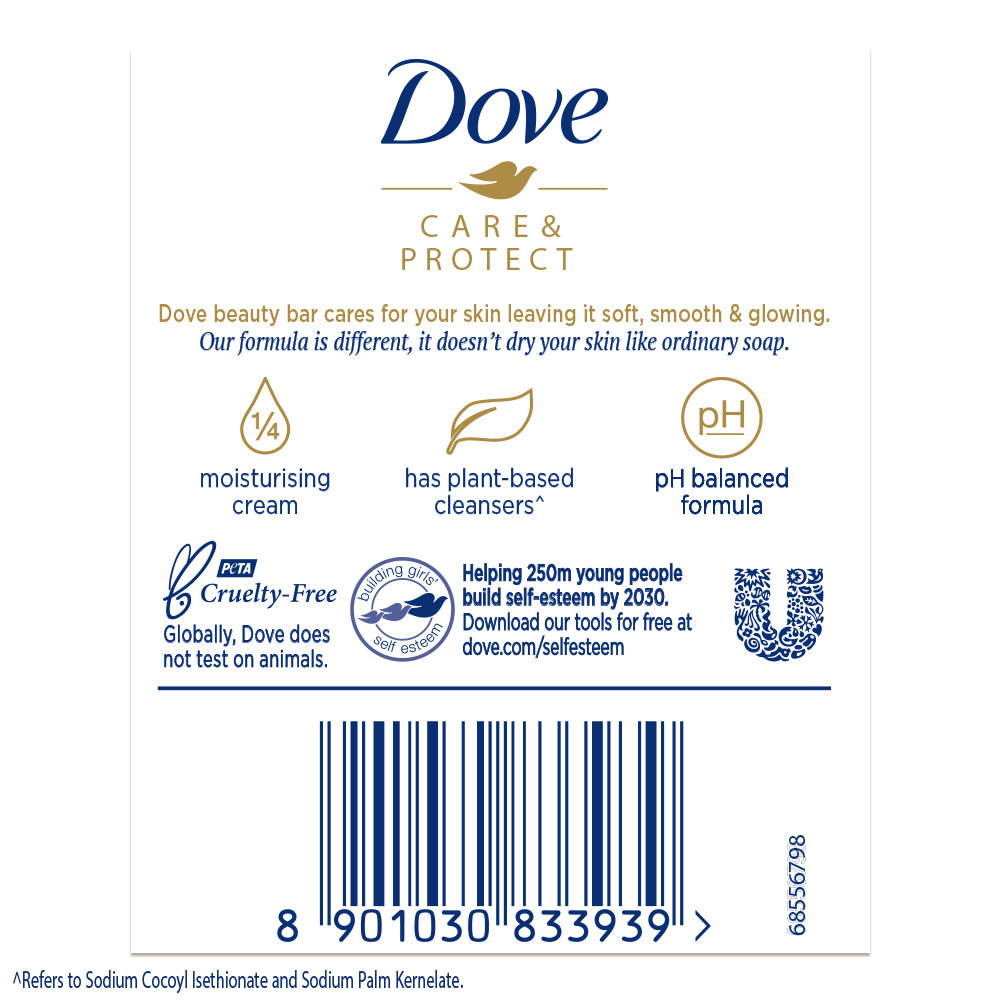 Dove Care & Protect Moisturising Soap, 400 gm (4 x 100 gm), Pack of 1 Dove Care & Protect Moisturising Soap, 400 gm (4 x 100 gm), Pack of 1