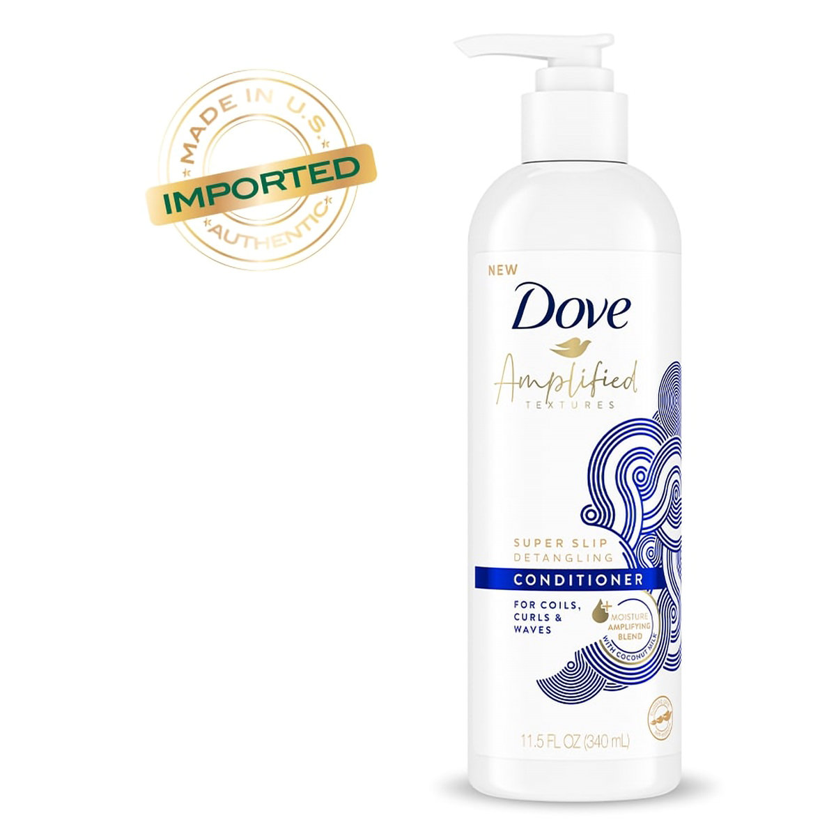 Dove Amplified Super Slip Detangling Conditioner for Coils, Curls & Wave Hairs, 340 ml, Pack of 1 Dove Amplified Super Slip Detangling Conditioner for Coils, Curls & Wave Hairs, 340 ml, Pack of 1