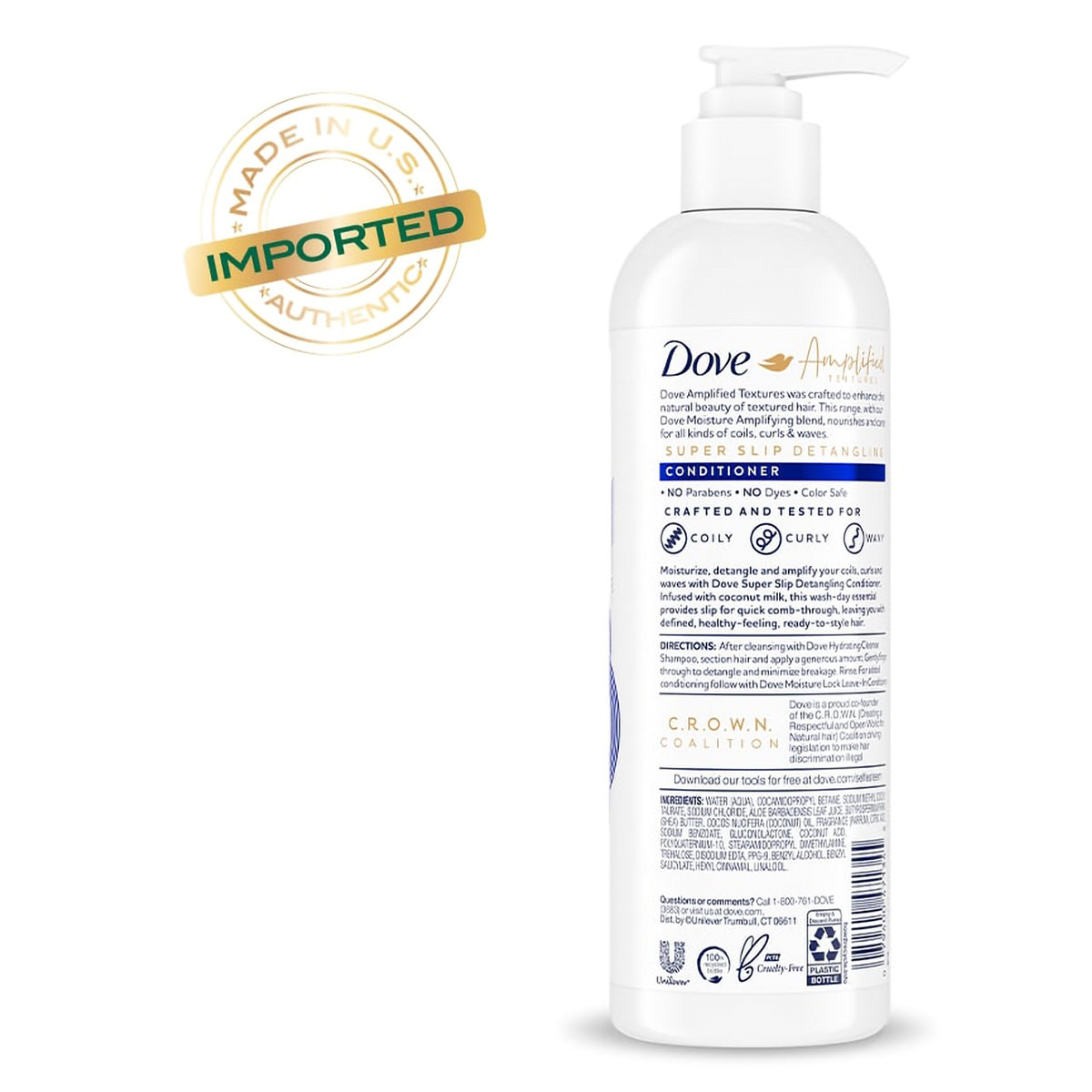 Dove Amplified Super Slip Detangling Conditioner for Coils, Curls & Wave Hairs, 340 ml, Pack of 1 Dove Amplified Super Slip Detangling Conditioner for Coils, Curls & Wave Hairs, 340 ml, Pack of 1