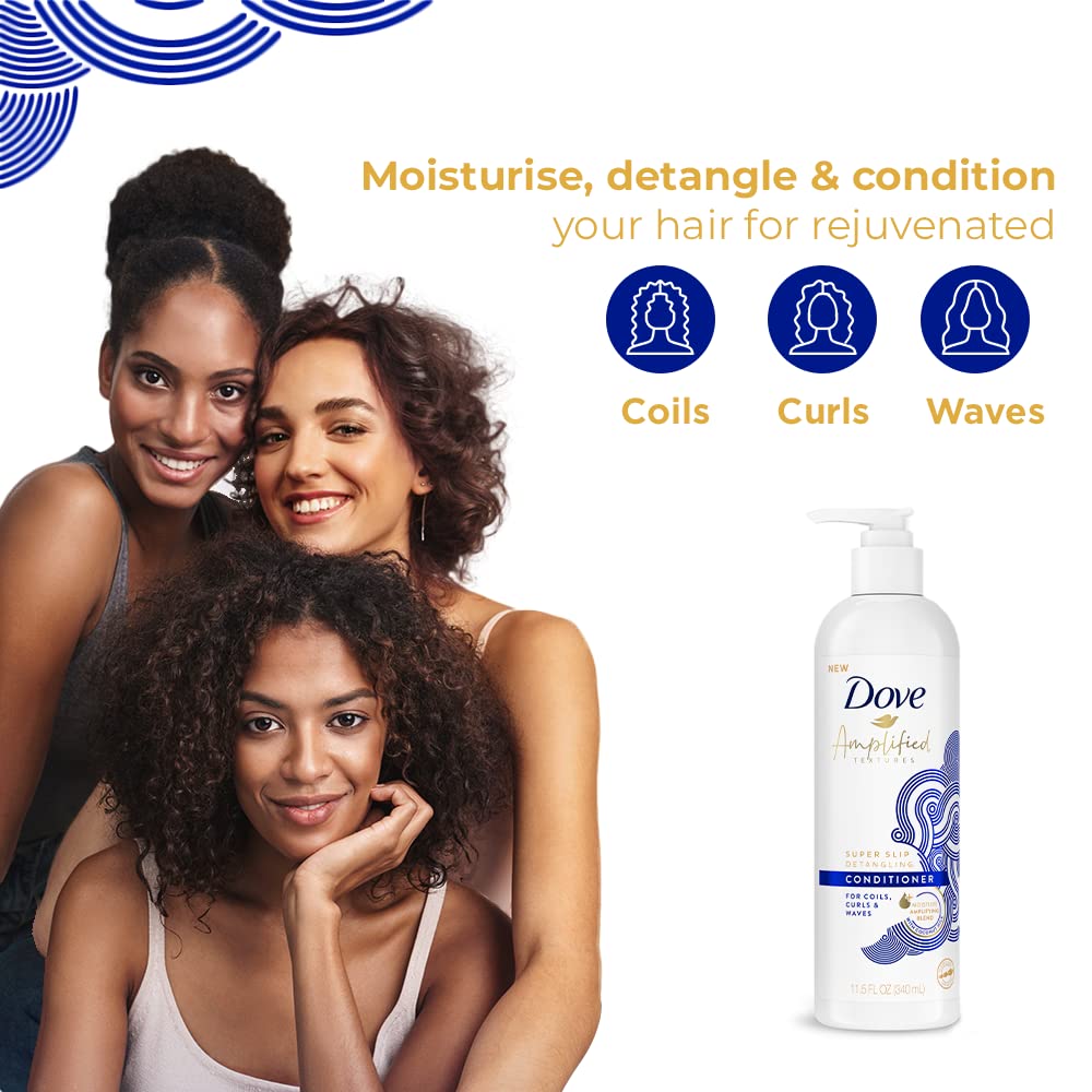 Dove Amplified Super Slip Detangling Conditioner for Coils, Curls & Wave Hairs, 340 ml, Pack of 1 Dove Amplified Super Slip Detangling Conditioner for Coils, Curls & Wave Hairs, 340 ml, Pack of 1