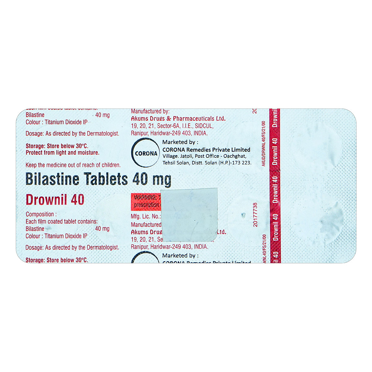 Drownil 40 Tablet 10's, Pack of 10 TABLETS Drownil 40 Tablet 10's, Pack of 10 TABLETS