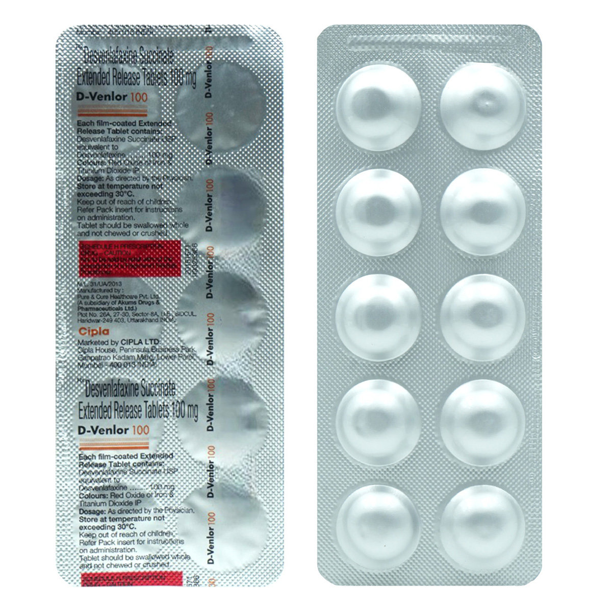 D-Venlor 100 Tablet 10's, Pack of 10 TABLETS D-Venlor 100 Tablet 10's, Pack of 10 TABLETS