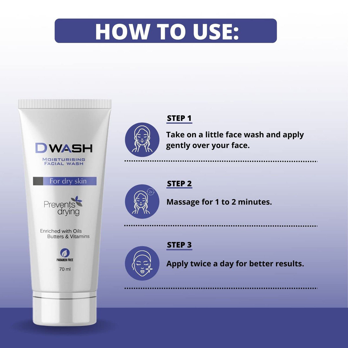 DWash Moisturising Facial Wash 70 ml, Pack of 1 DWash Moisturising Facial Wash 70 ml, Pack of 1