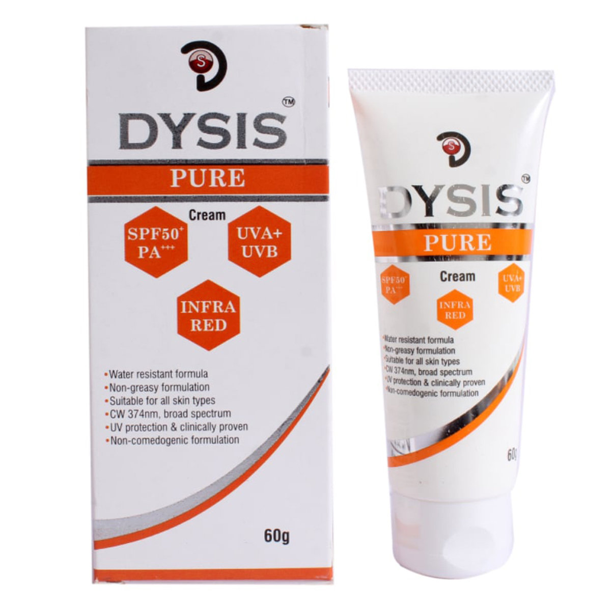 Dysis Pure Spf50+ Cream 60gm, Pack of 1 Dysis Pure Spf50+ Cream 60gm, Pack of 1