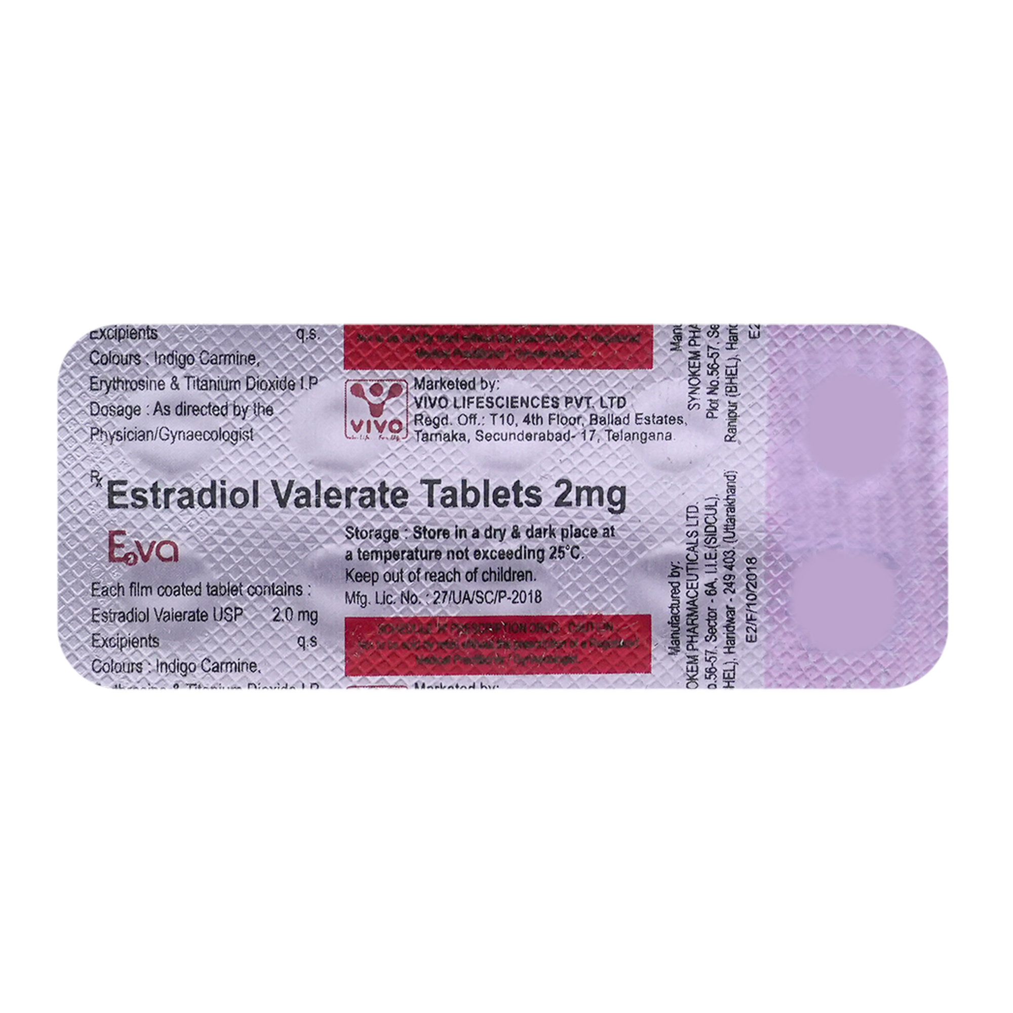 E2va 2 mg Tablet 10's, Pack of 10 TABLETS E2va 2 mg Tablet 10's, Pack of 10 TABLETS