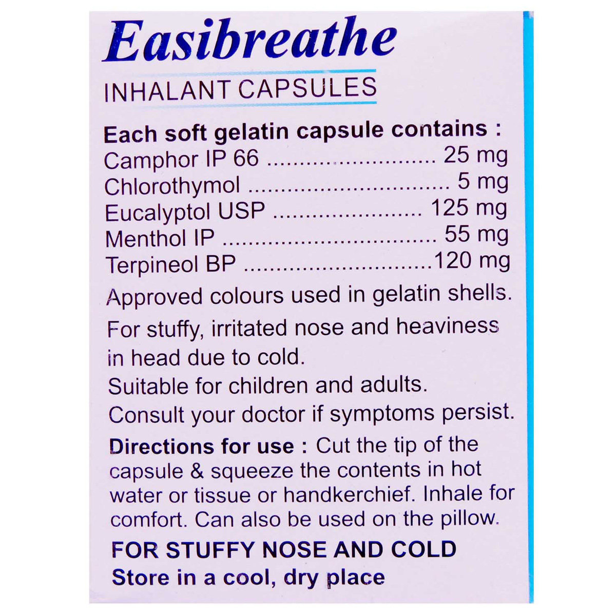 Easibreathe Inhalant Capsule 10's, Pack of 10 Easibreathe Inhalant Capsule 10's, Pack of 10