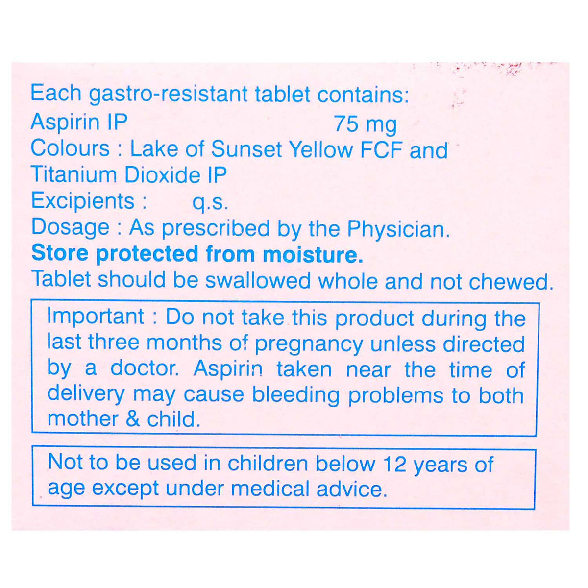 Ecosprin 75 Tablet 14's, Pack of 14 TABLETS Ecosprin 75 Tablet 14's, Pack of 14 TABLETS