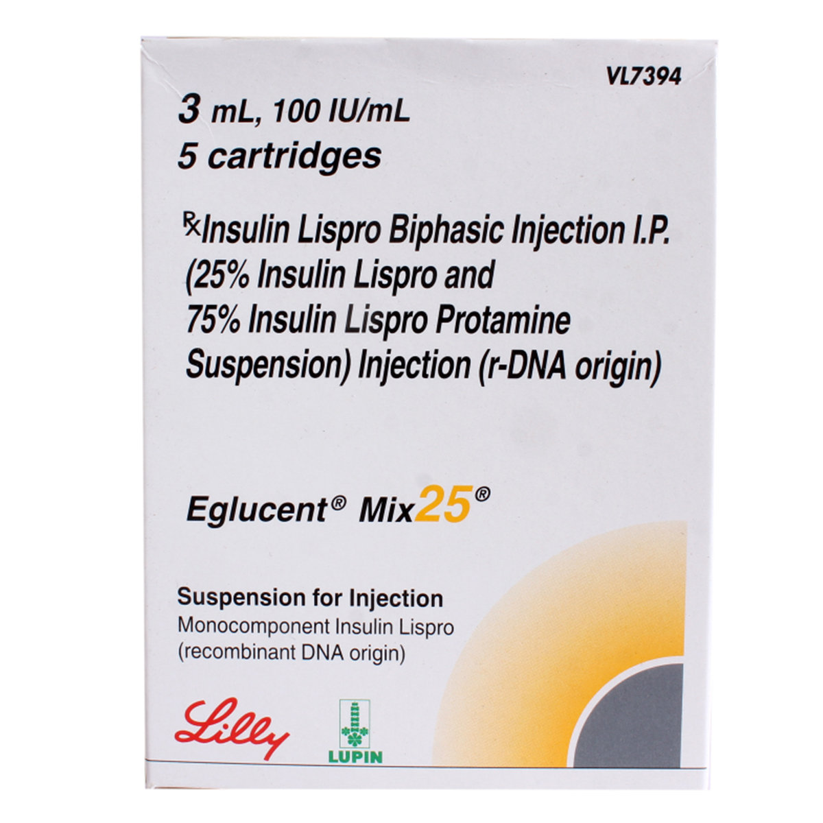 Eglucent Mix 25 100IU/ml Injection 5 x 3 ml, Pack of 5 INJECTIONS Eglucent Mix 25 100IU/ml Injection 5 x 3 ml, Pack of 5 INJECTIONS