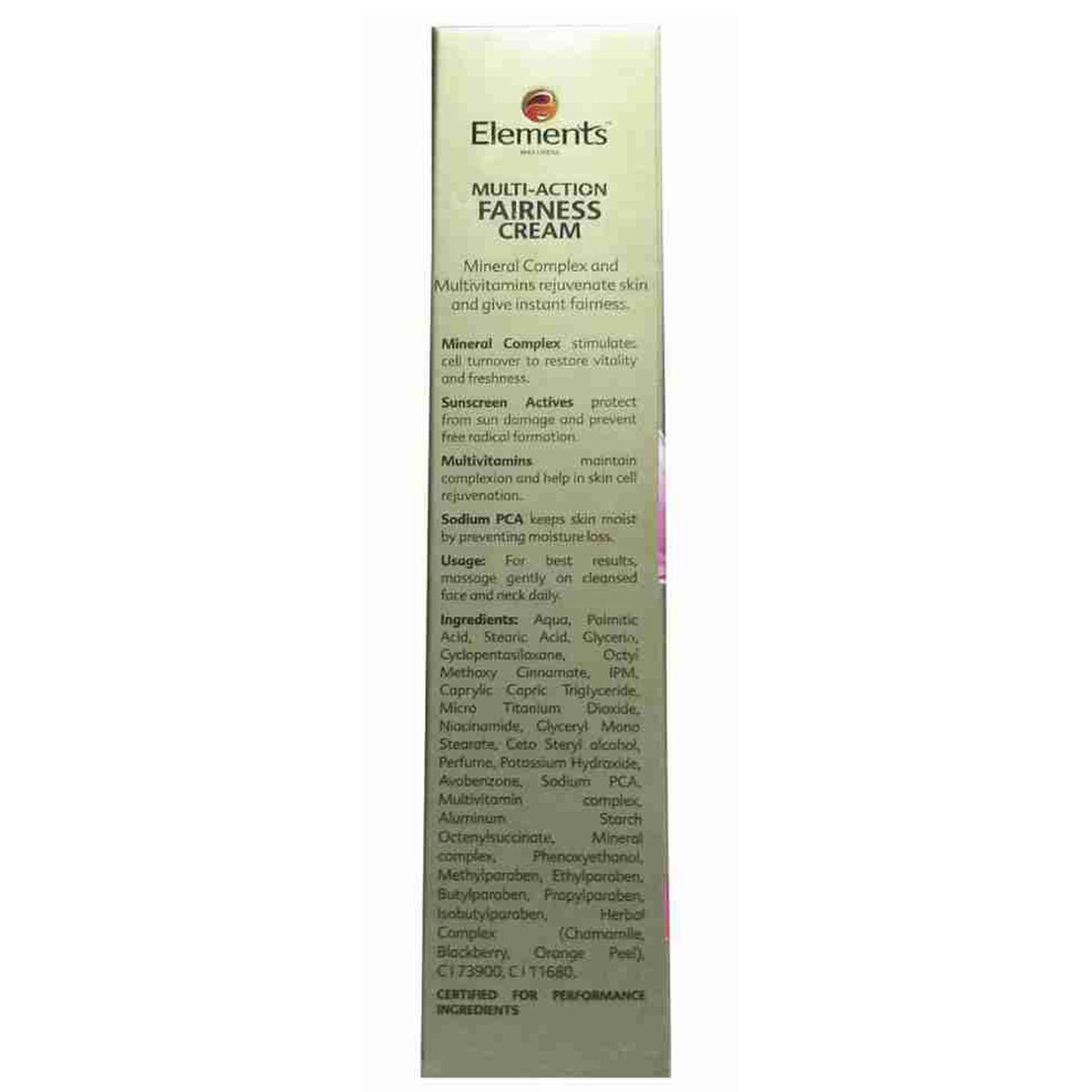 Elements Multi-Action Fairness Cream 100 gm | With Naturo-Complex | Stimulates Cell Growth | For Instant Fairness | For All Skin Type, Pack of 1 Elements Multi-Action Fairness Cream 100 gm | With Naturo-Complex | Stimulates Cell Growth | For Instant Fairness | For All Skin Type, Pack of 1