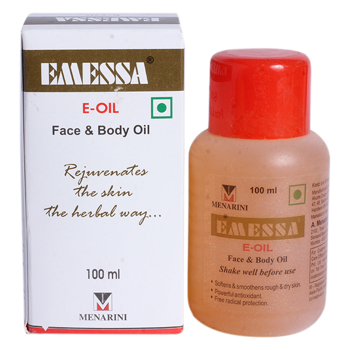 Emessa-E Oil 100 ml | Softens & Smoothens Rough & Dry Skin | For Face & Body, Pack of 1 Emessa-E Oil 100 ml | Softens & Smoothens Rough & Dry Skin | For Face & Body, Pack of 1