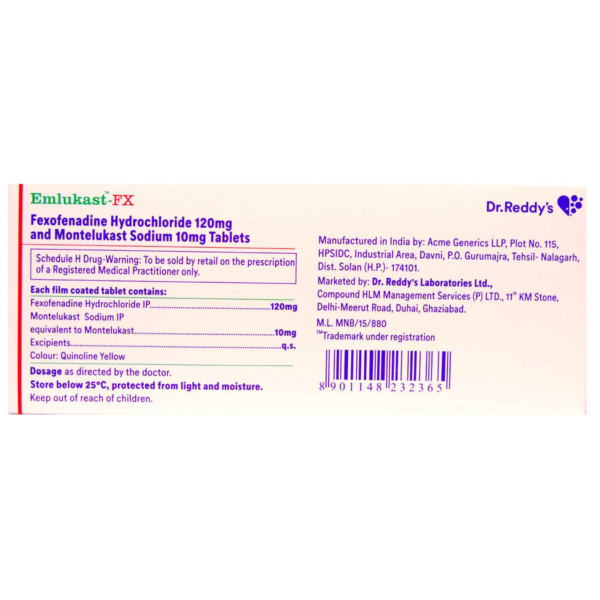 Emlukast-FX Tablet 10's, Pack of 10 TABLETS Emlukast-FX Tablet 10's, Pack of 10 TABLETS