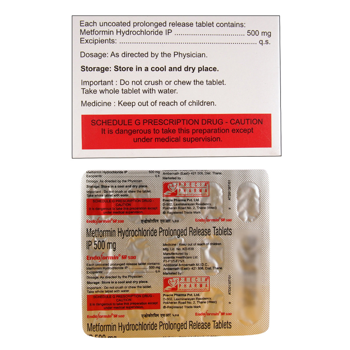 Endoformin SR 500 Tablet 15's, Pack of 15 TABLETS Endoformin SR 500 Tablet 15's, Pack of 15 TABLETS