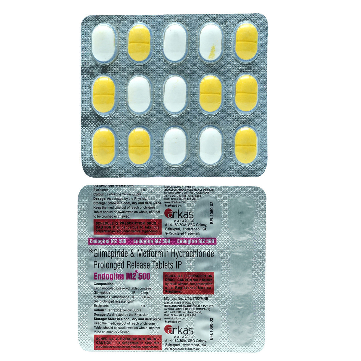 Endoglim M 2 mg/500 mg Tablet 15's, Pack of 15 TabletS Endoglim M 2 mg/500 mg Tablet 15's, Pack of 15 TabletS