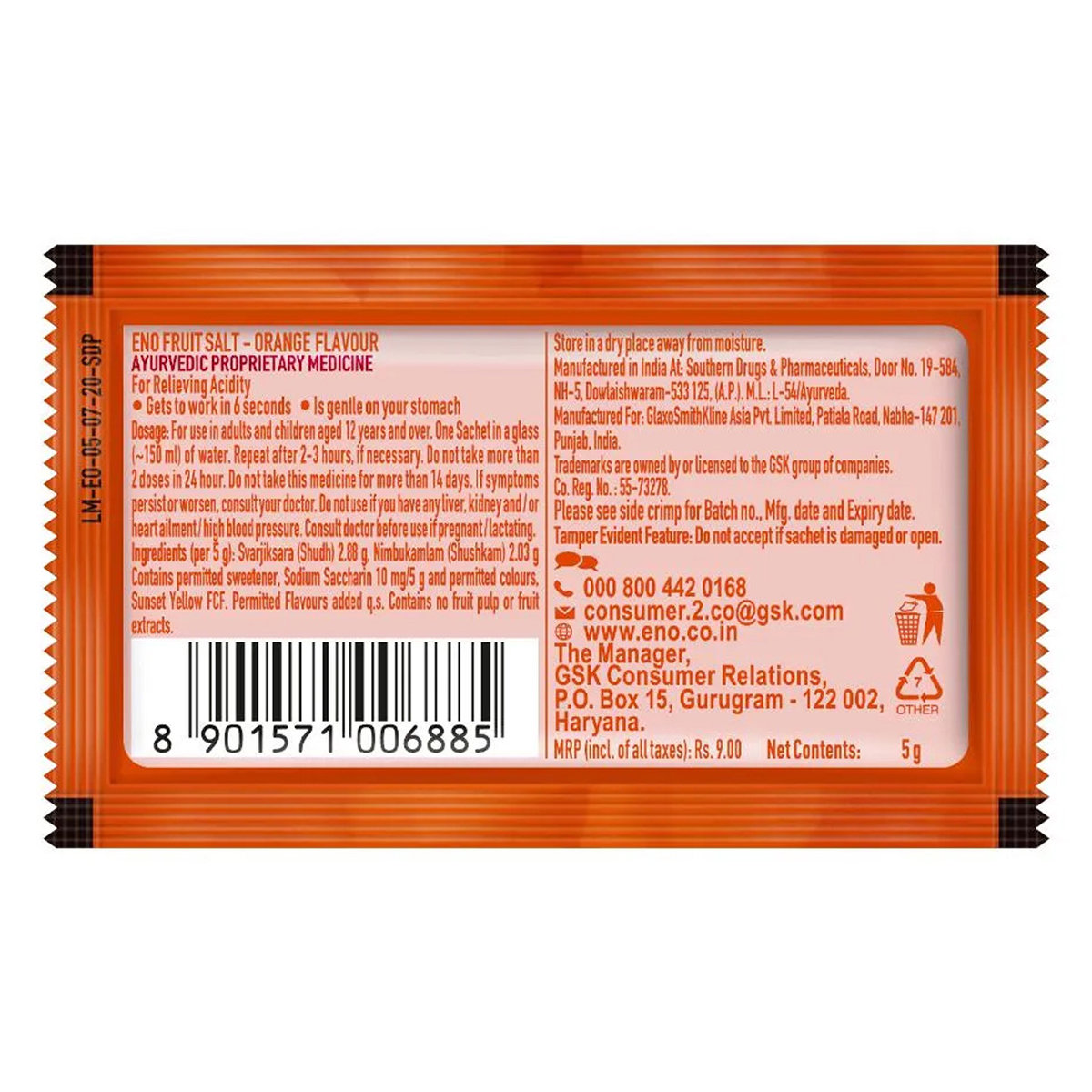 ENO Orange Flavour Powder, 5 gm, Pack of 1 ENO Orange Flavour Powder, 5 gm, Pack of 1
