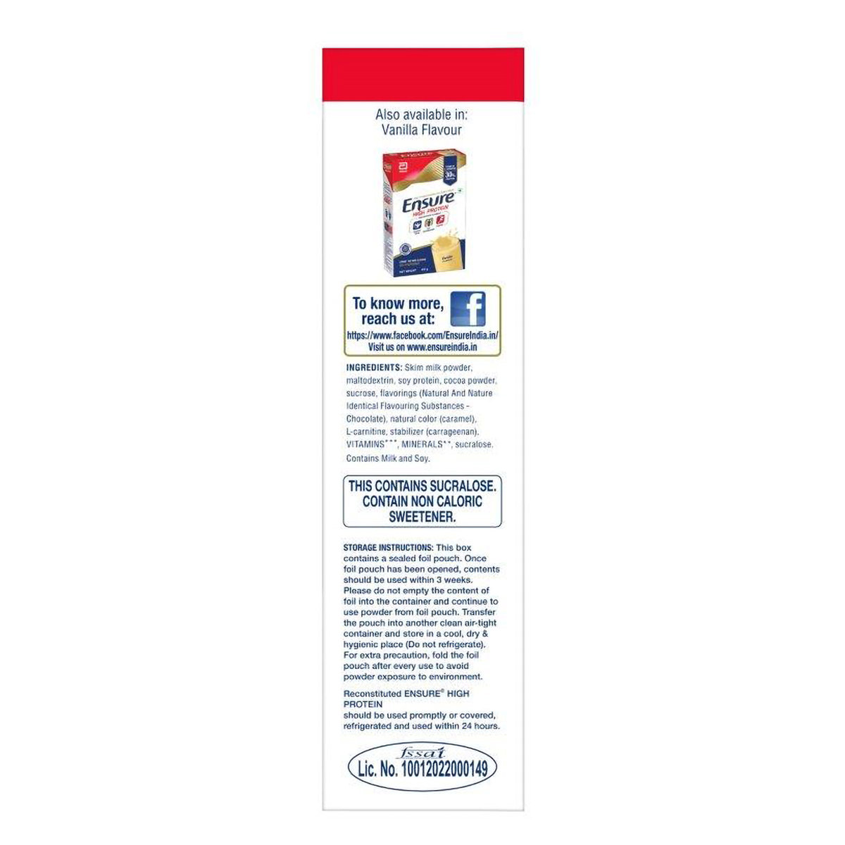 Ensure High Protein Chocolate Flavour Powder for Adults, 400 gm, Pack of 1 Ensure High Protein Chocolate Flavour Powder for Adults, 400 gm, Pack of 1