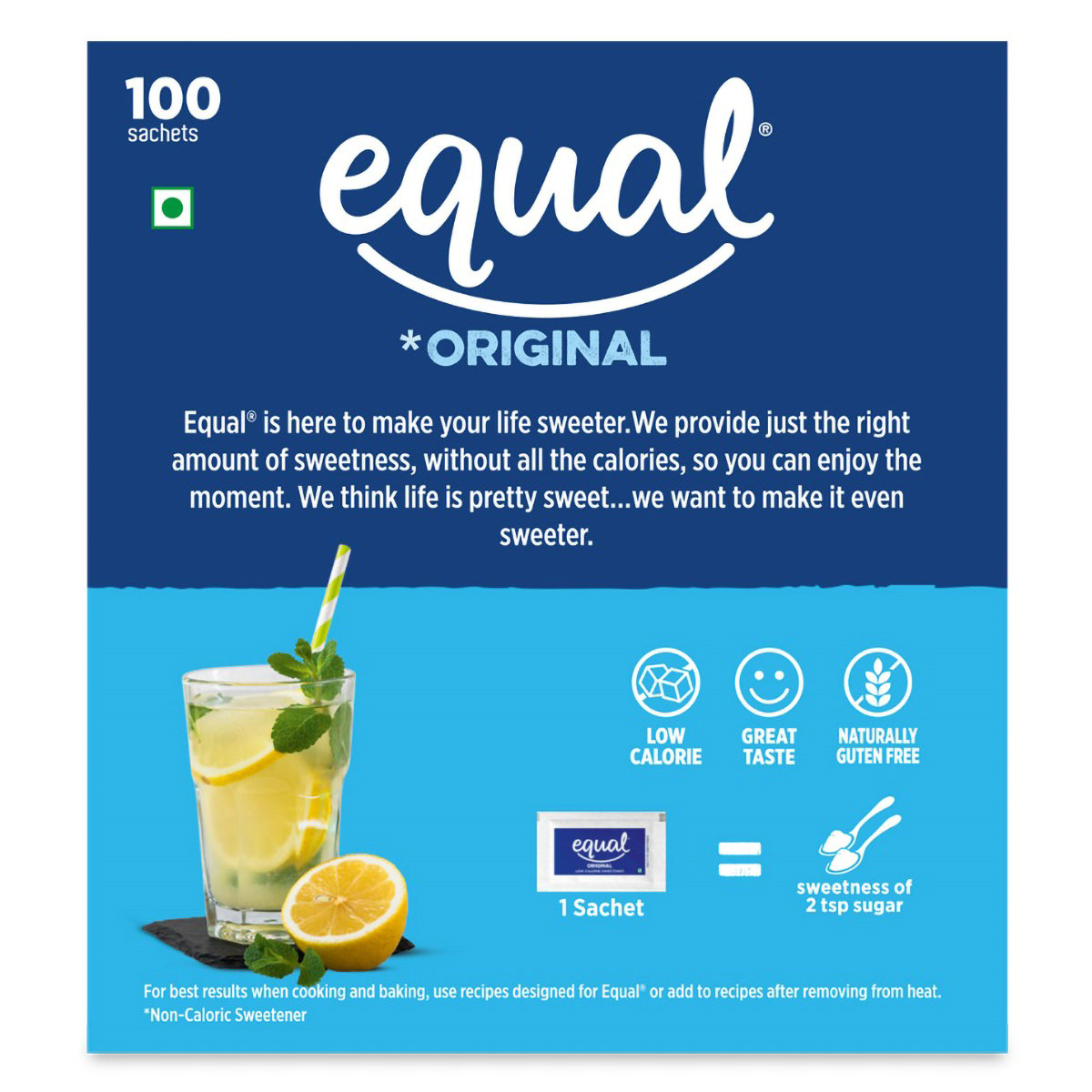 Equal Original Low Calorie Sweetener, 100 Sachets, Pack of 1 Equal Original Low Calorie Sweetener, 100 Sachets, Pack of 1