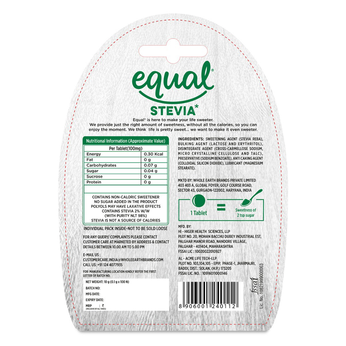 Equal Stevia Natural Sweetener, 100 Tablets, Pack of 1 Equal Stevia Natural Sweetener, 100 Tablets, Pack of 1