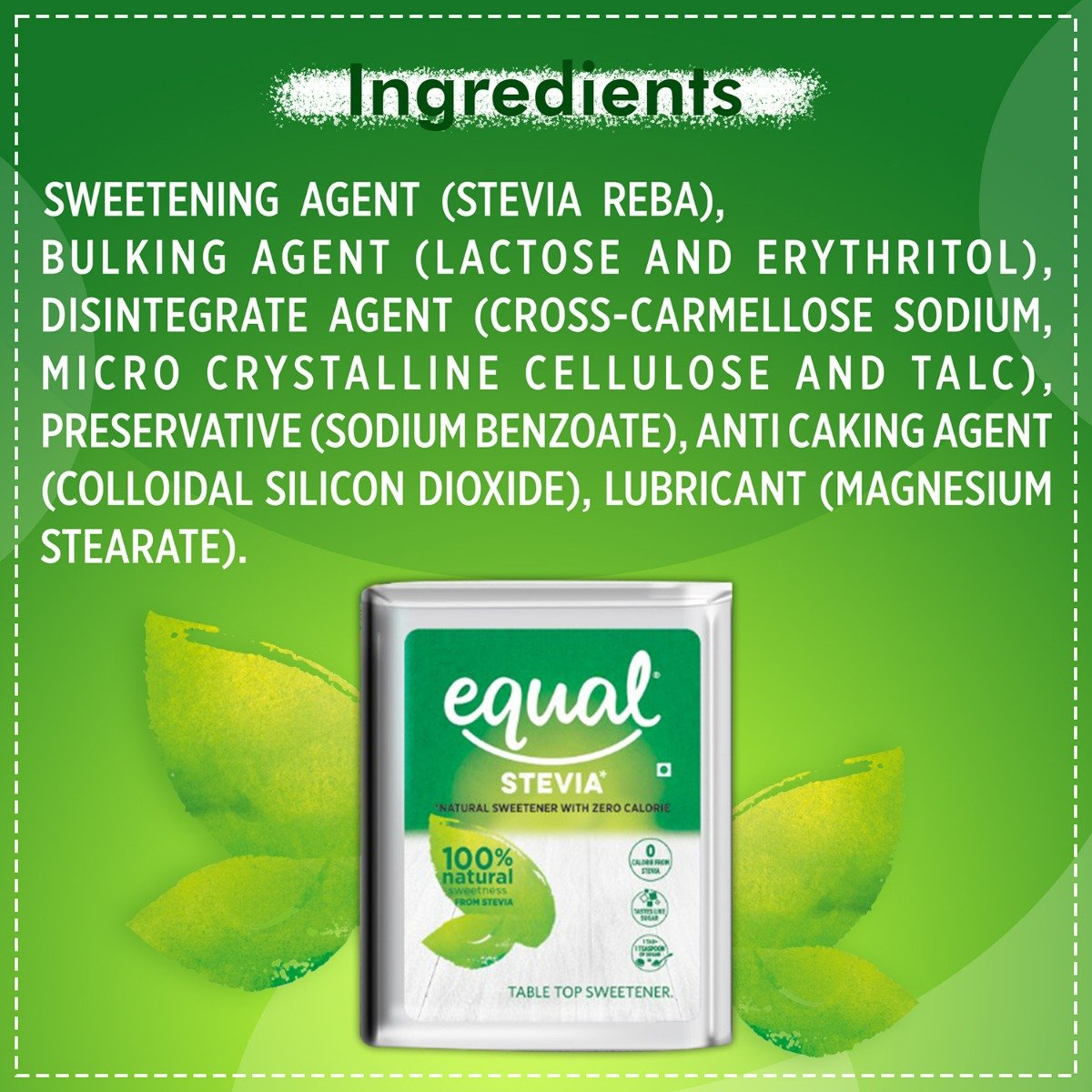 Equal Stevia Natural Sweetener, 100 Tablets, Pack of 1 Equal Stevia Natural Sweetener, 100 Tablets, Pack of 1