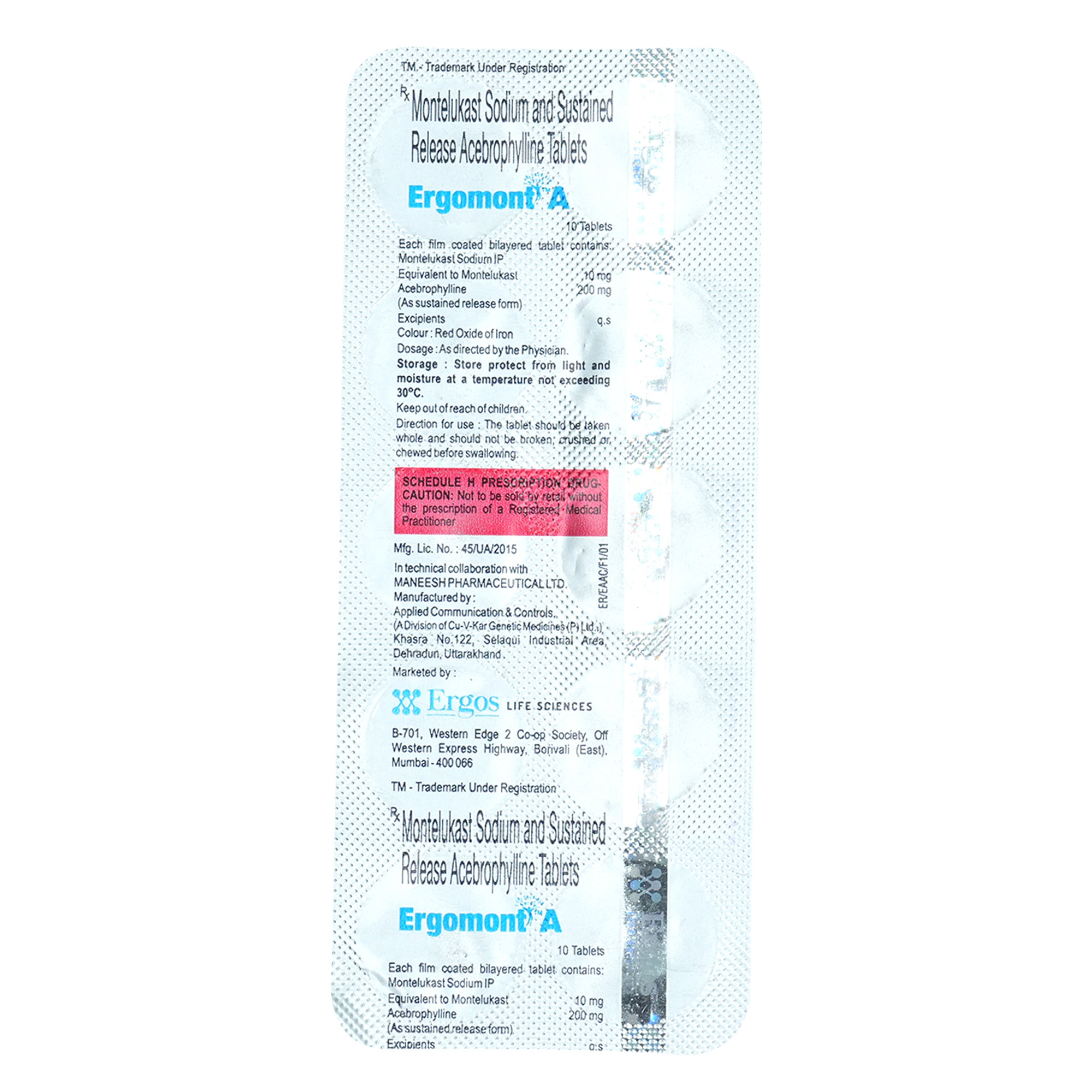 Ergomont A Tablet 10's, Pack of 10 TabletS Ergomont A Tablet 10's, Pack of 10 TabletS