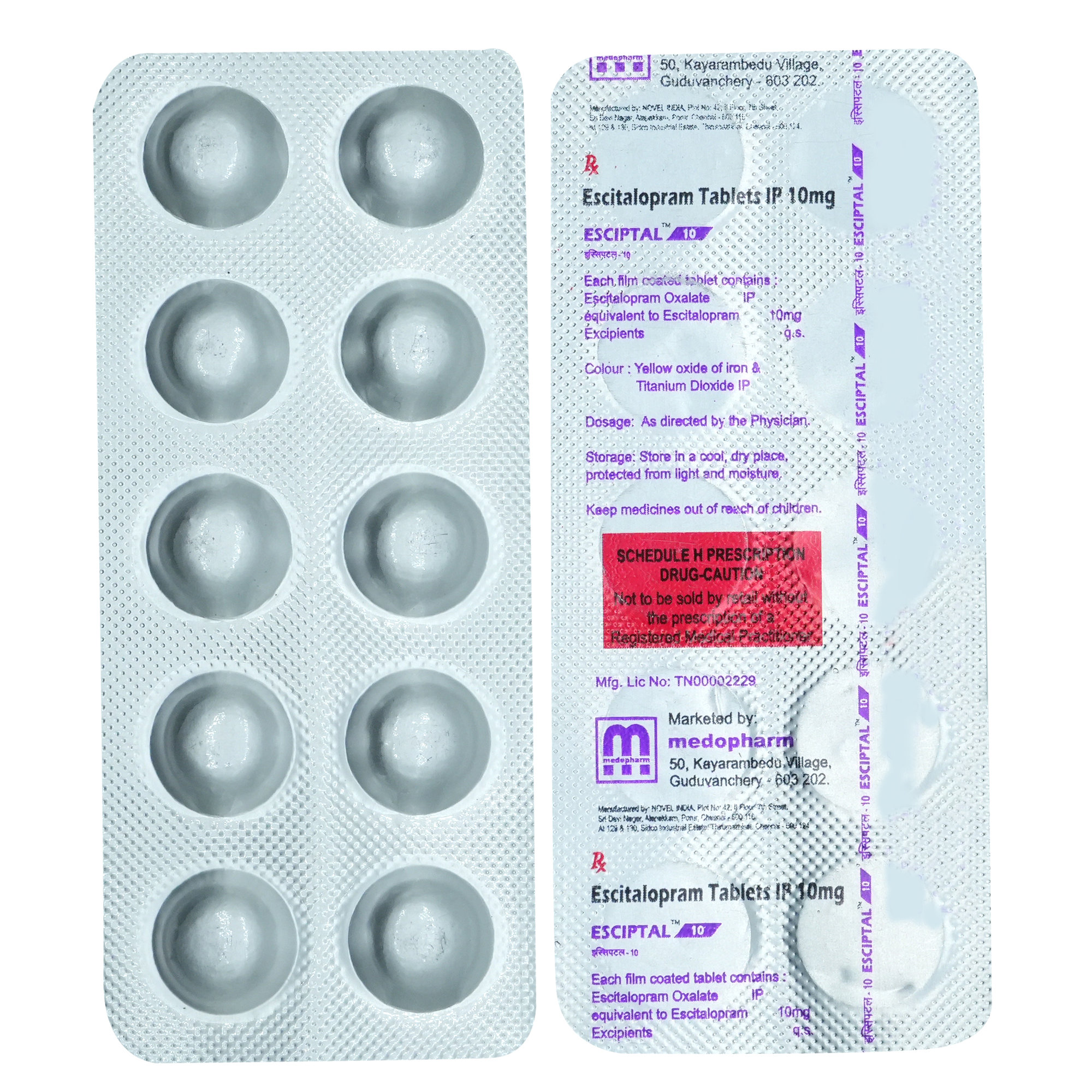 Esciptal 10 Tablet 10's, Pack of 10 TabletS Esciptal 10 Tablet 10's, Pack of 10 TabletS