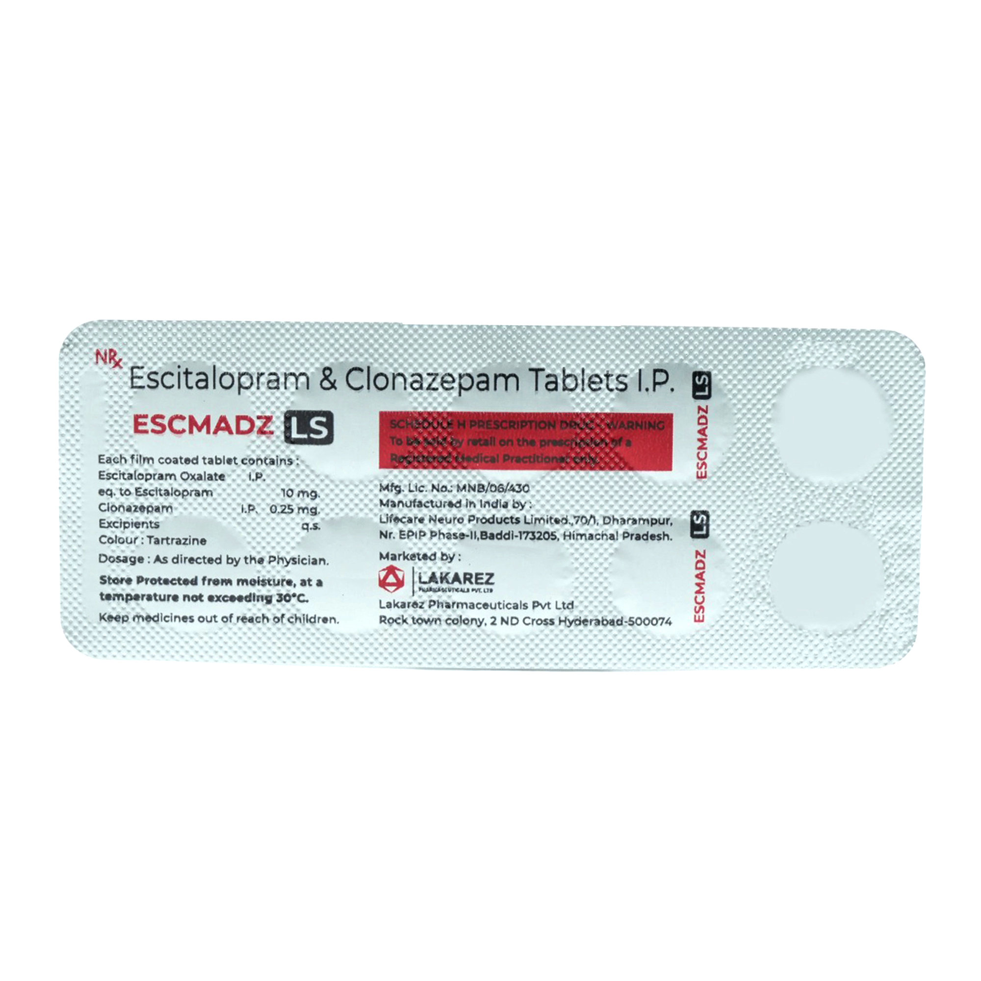 Escmadz LS 10/0.25 Tablet 10's, Pack of 10 TabletS Escmadz LS 10/0.25 Tablet 10's, Pack of 10 TabletS