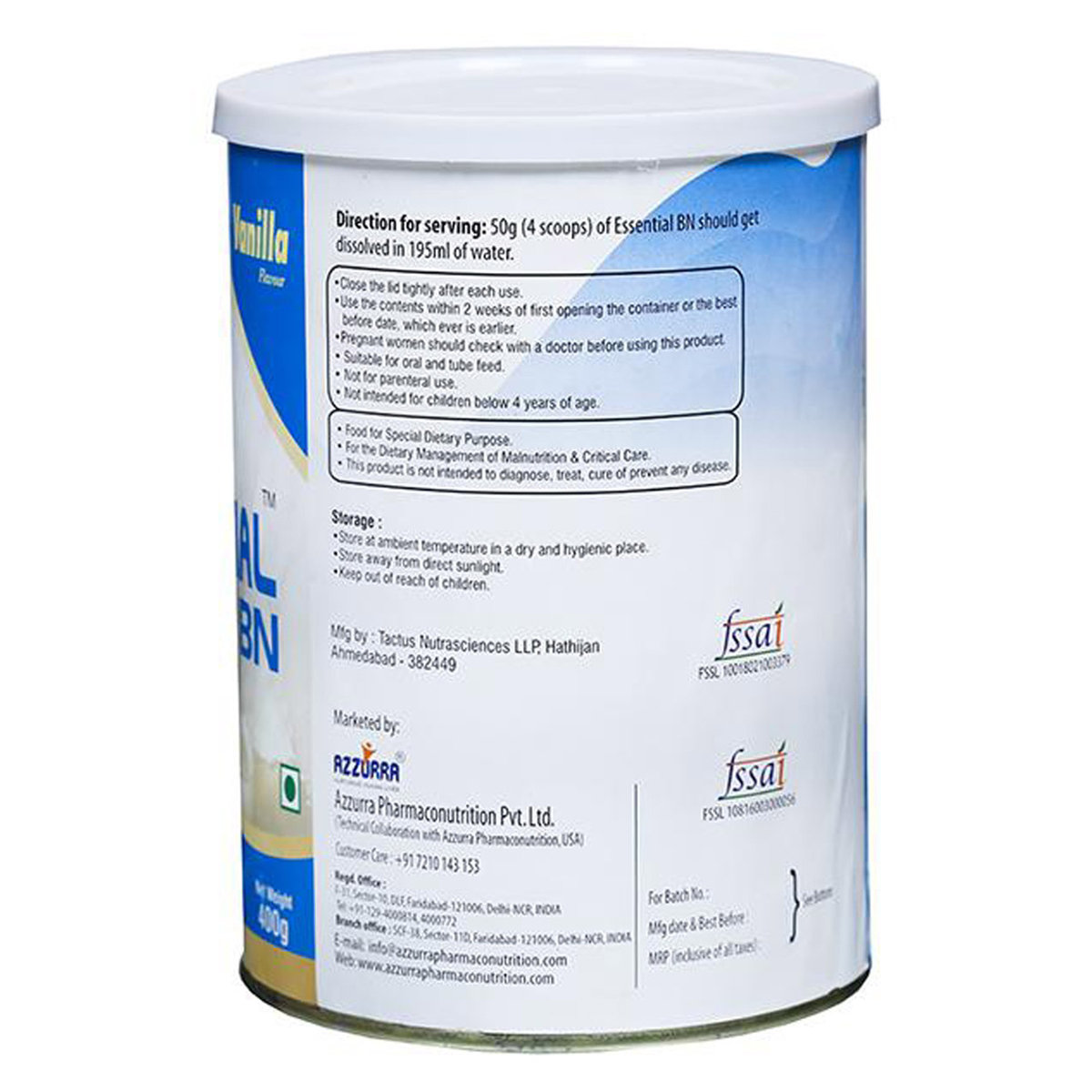 Essential BN Vanilla Flavour Powder, 400 gm Tin, Pack of 1 Essential BN Vanilla Flavour Powder, 400 gm Tin, Pack of 1