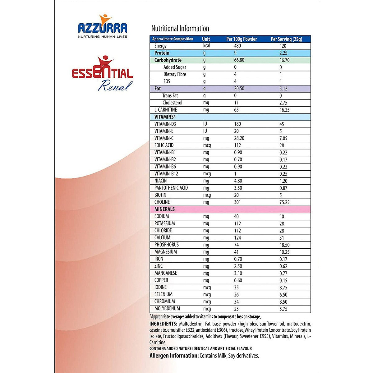 Azzurra Essential Renal Nutrition Vanilla Flavour Powder, 400 gm, Pack of 1 Azzurra Essential Renal Nutrition Vanilla Flavour Powder, 400 gm, Pack of 1