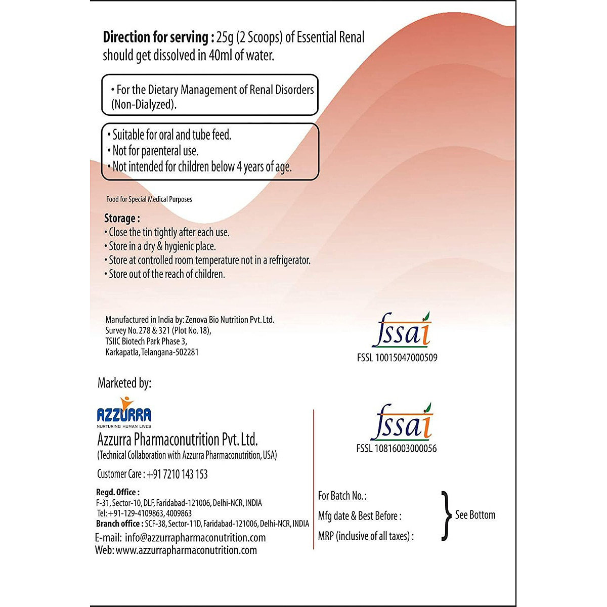 Azzurra Essential Renal Nutrition Vanilla Flavour Powder, 400 gm, Pack of 1 Azzurra Essential Renal Nutrition Vanilla Flavour Powder, 400 gm, Pack of 1