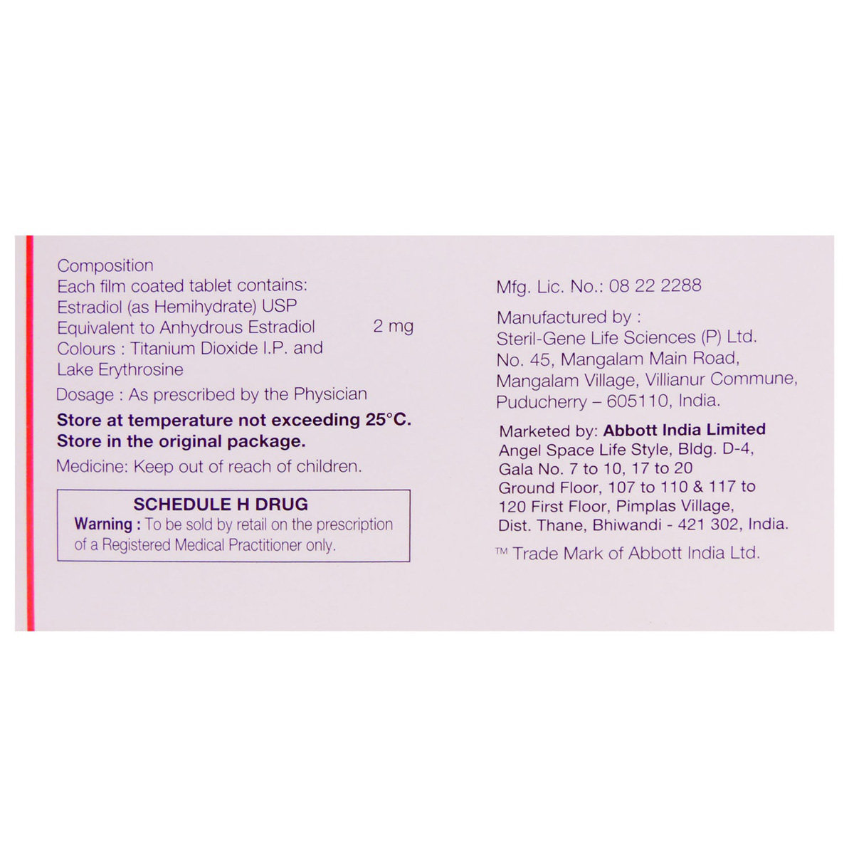 Estrabet 2 Tablet 28's, Pack of 28 TABLETS Estrabet 2 Tablet 28's, Pack of 28 TABLETS